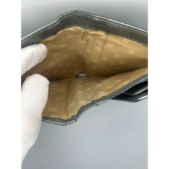 Chanel Metallic Grey Leather Long Wallet with CC Logo COA - Picture 13 of 16